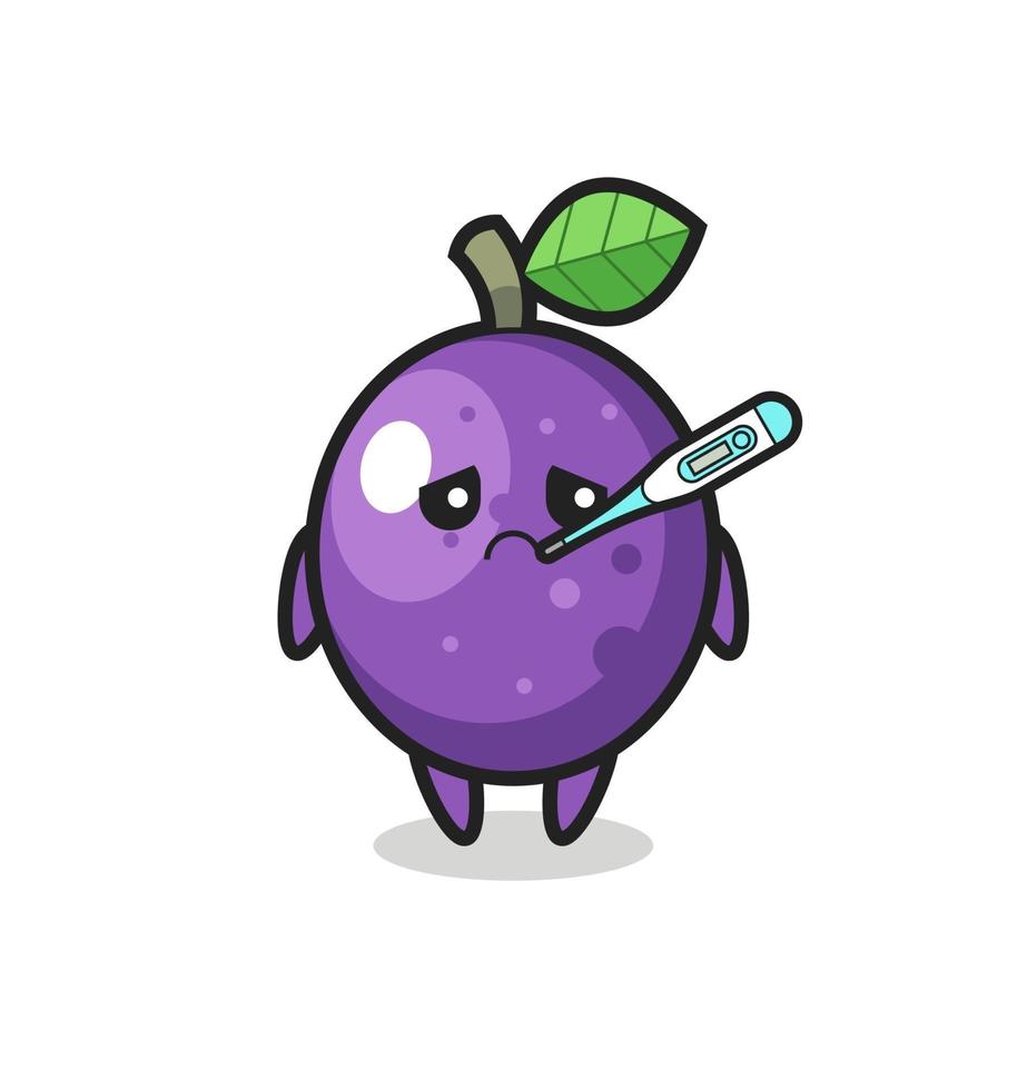 passion fruit mascot character with fever condition vector