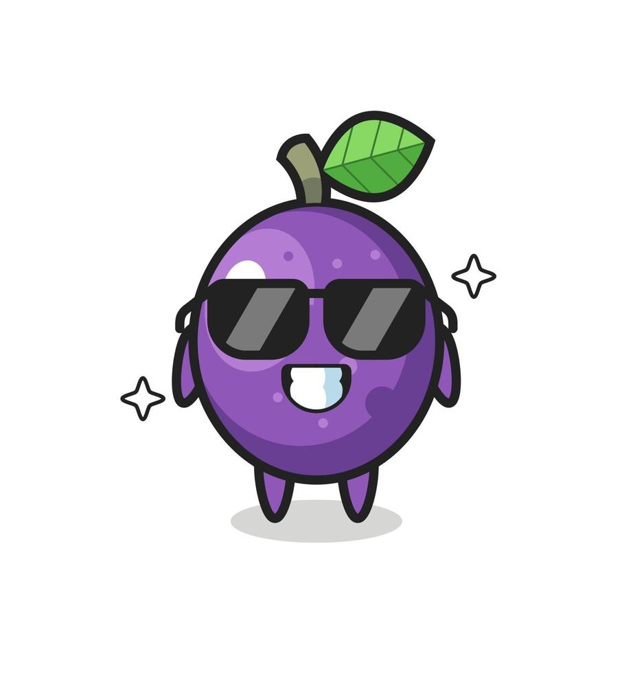 Cartoon mascot of passion fruit with cool gesture vector