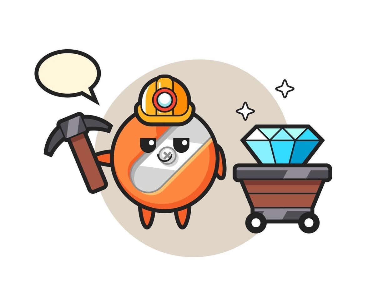 Character Illustration of pencil sharpener as a miner vector