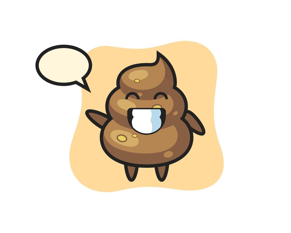 poop cartoon character doing wave hand gesture vector