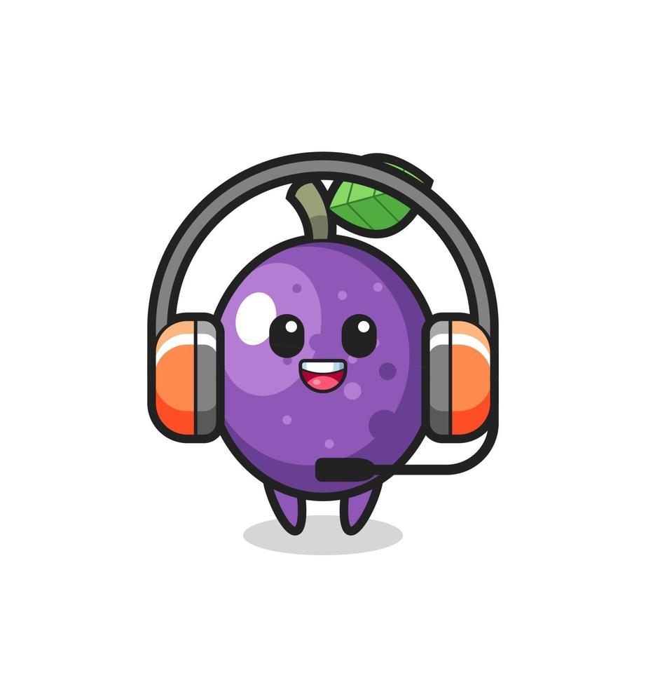 Cartoon mascot of passion fruit as a customer service vector