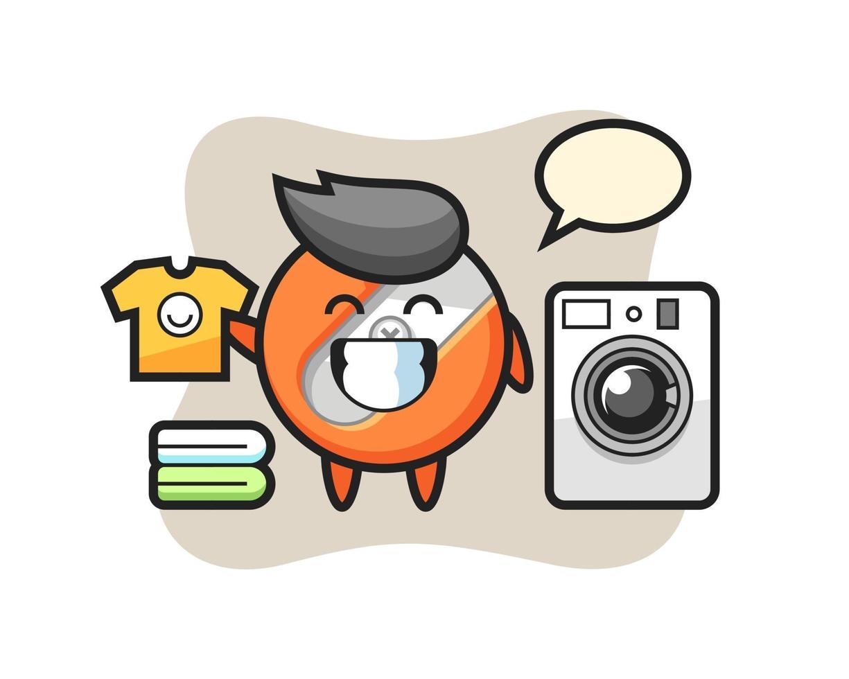 Mascot cartoon of pencil sharpener with washing machine vector