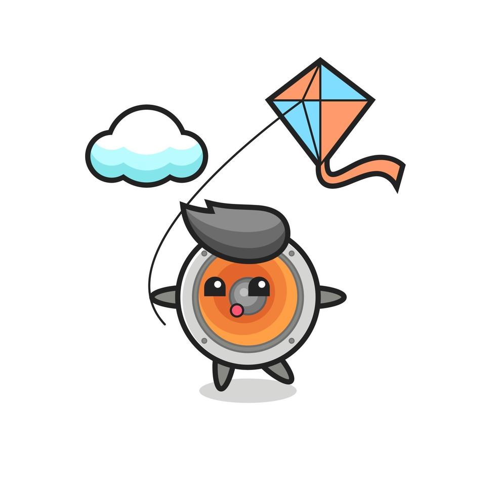loudspeaker mascot illustration is playing kite vector
