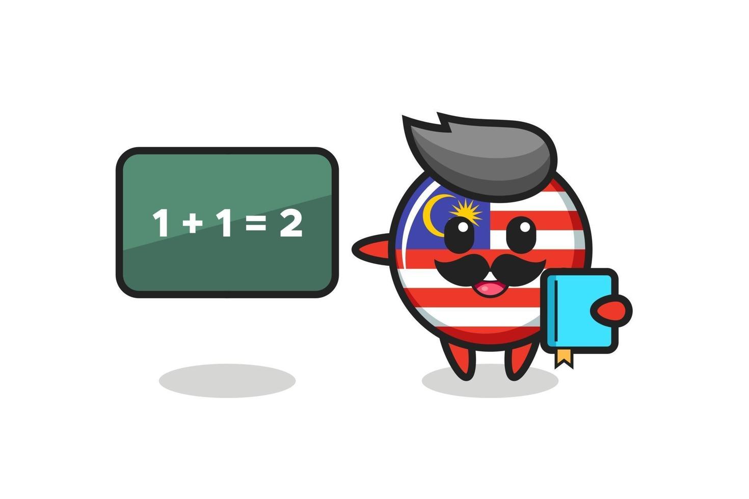 Illustration of malaysia flag badge character as a teacher vector