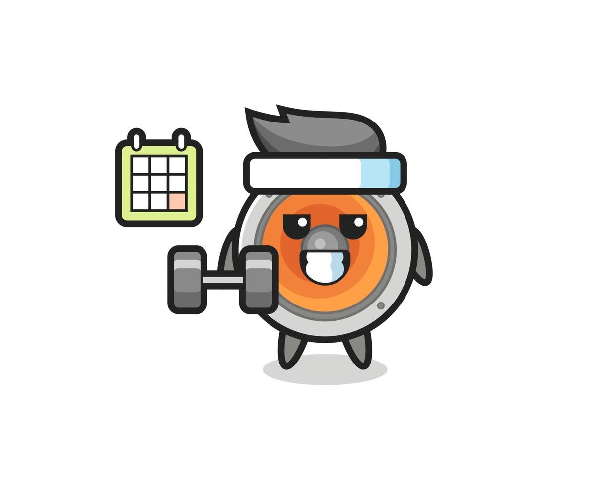 loudspeaker mascot cartoon doing fitness with dumbbell vector