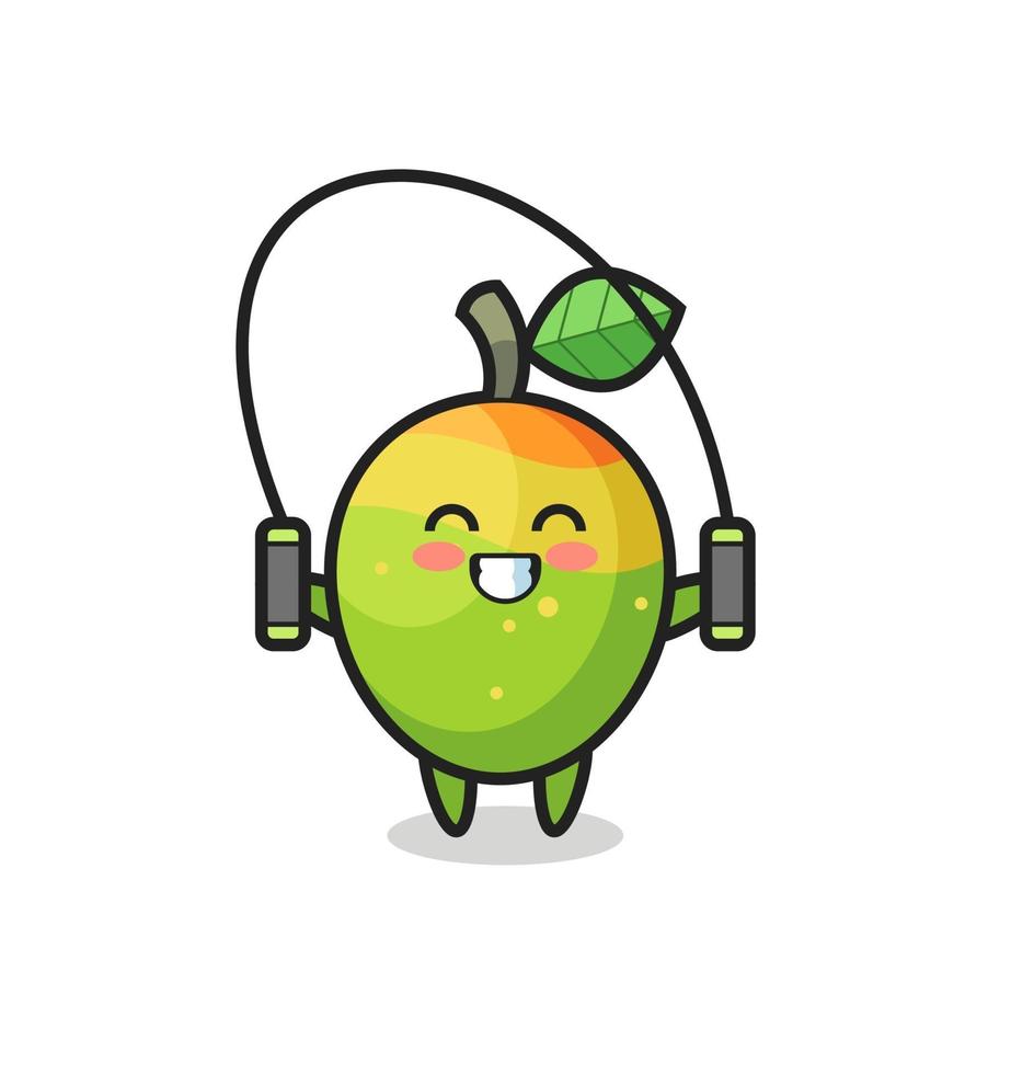 mango character cartoon with skipping rope vector