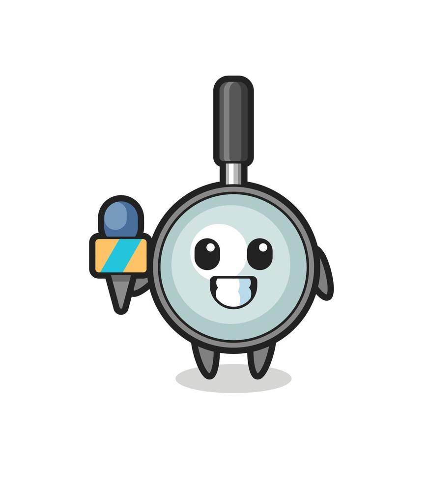 Character mascot of magnifying glass as a news reporter vector