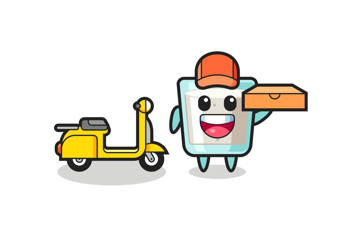 Character Illustration of milk as a pizza deliveryman vector