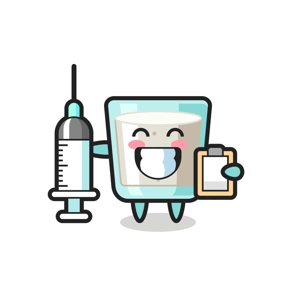 Mascot Illustration of milk as a doctor vector