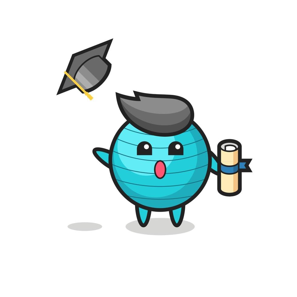 Illustration of exercise ball cartoon throwing the hat at graduation vector