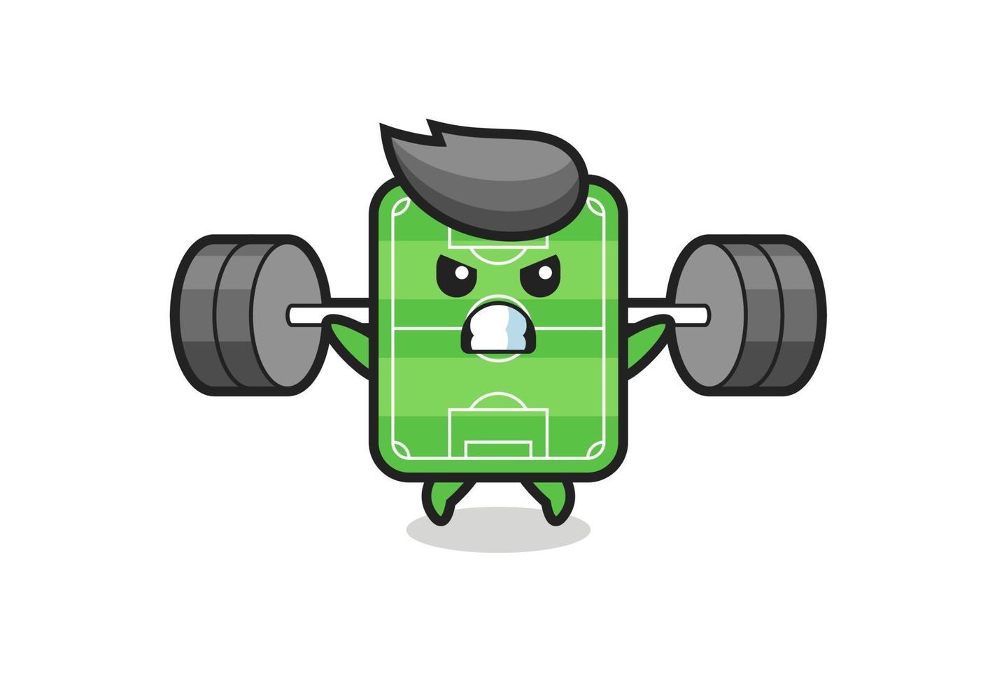 football field mascot cartoon with a barbell vector