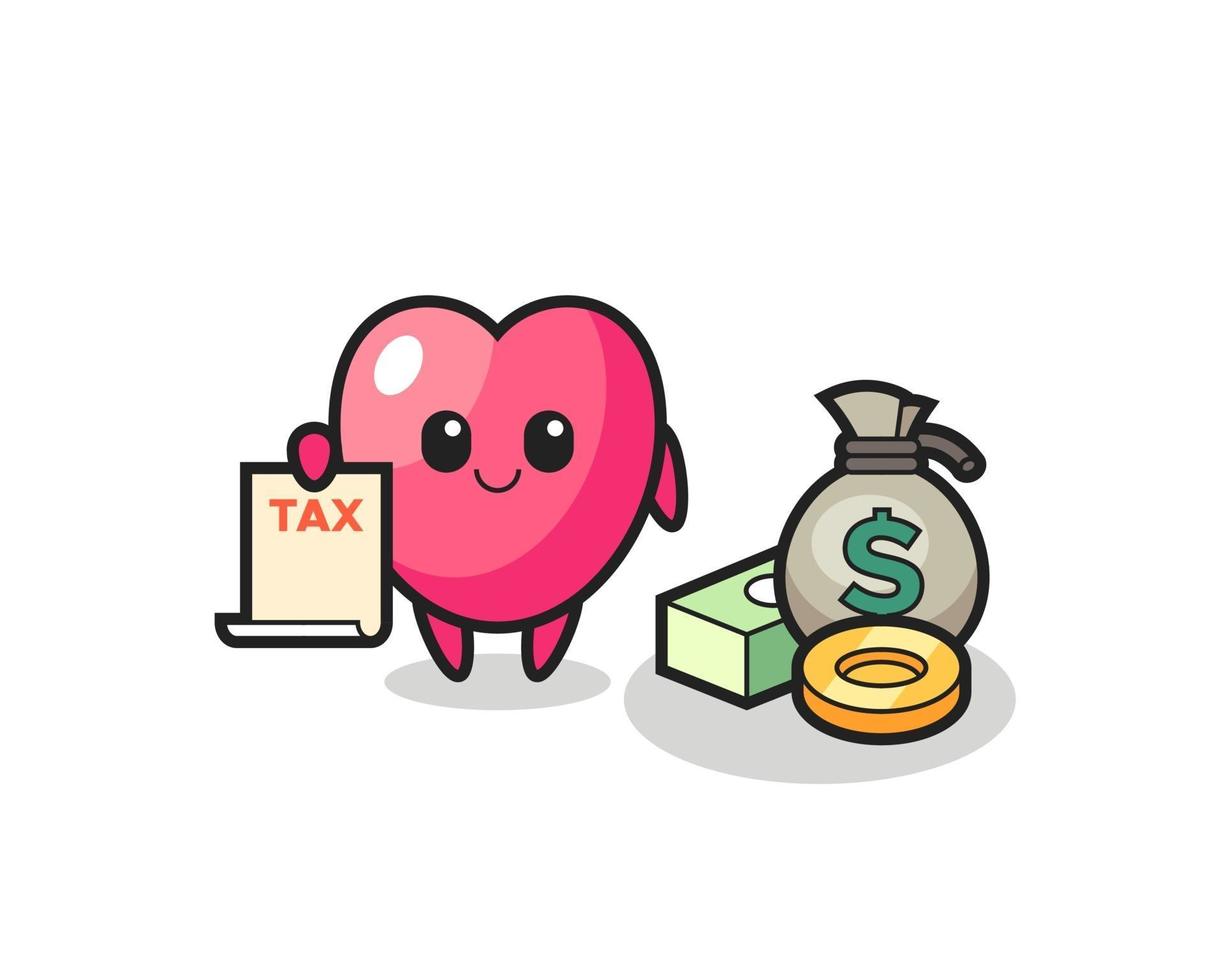 Character cartoon of heart symbol as a accountant vector
