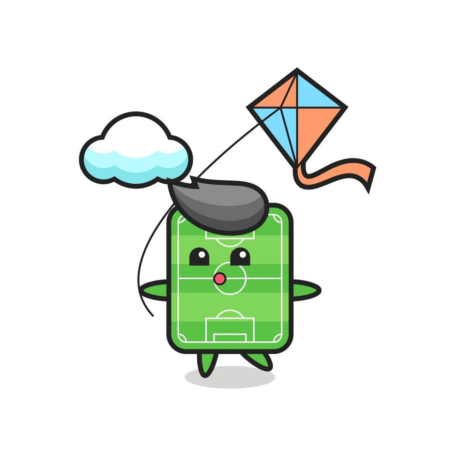 football field mascot illustration is playing kite vector