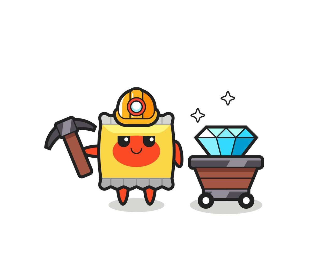 Ilustración de personaje de bocadillo como minero. vector