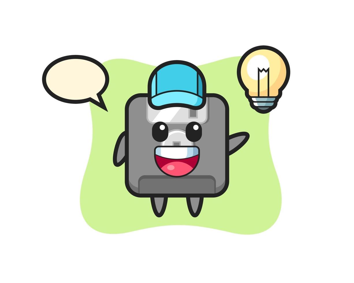 floppy disk character cartoon getting the idea vector