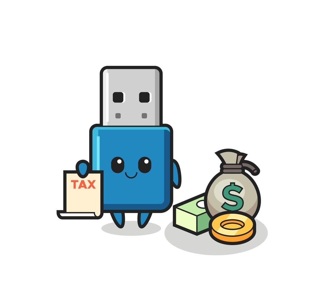 Character cartoon of flash drive usb as a accountant vector