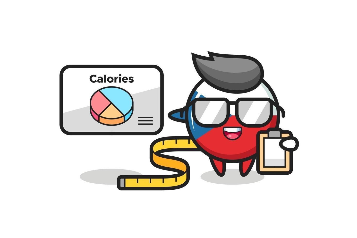 Illustration of czech flag badge mascot as a dietitian vector