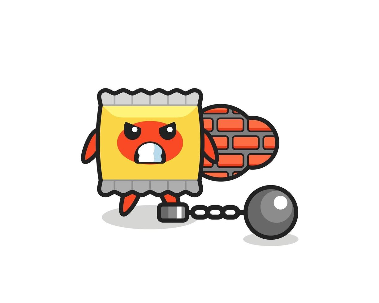 Character mascot of snack as a prisoner vector