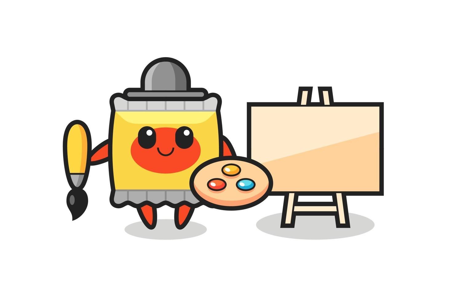 Illustration of snack mascot as a painter vector