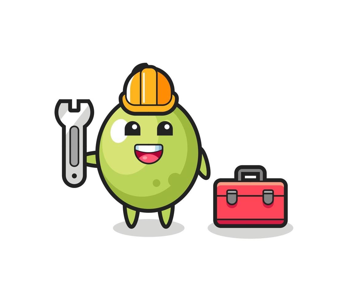 Mascot cartoon of olive as a mechanic vector