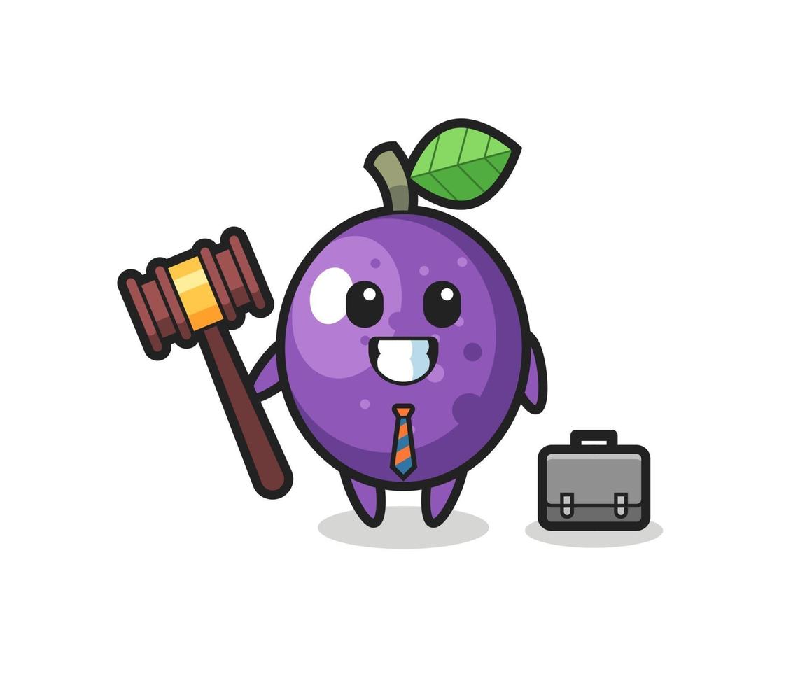 Illustration of passion fruit mascot as a lawyer vector