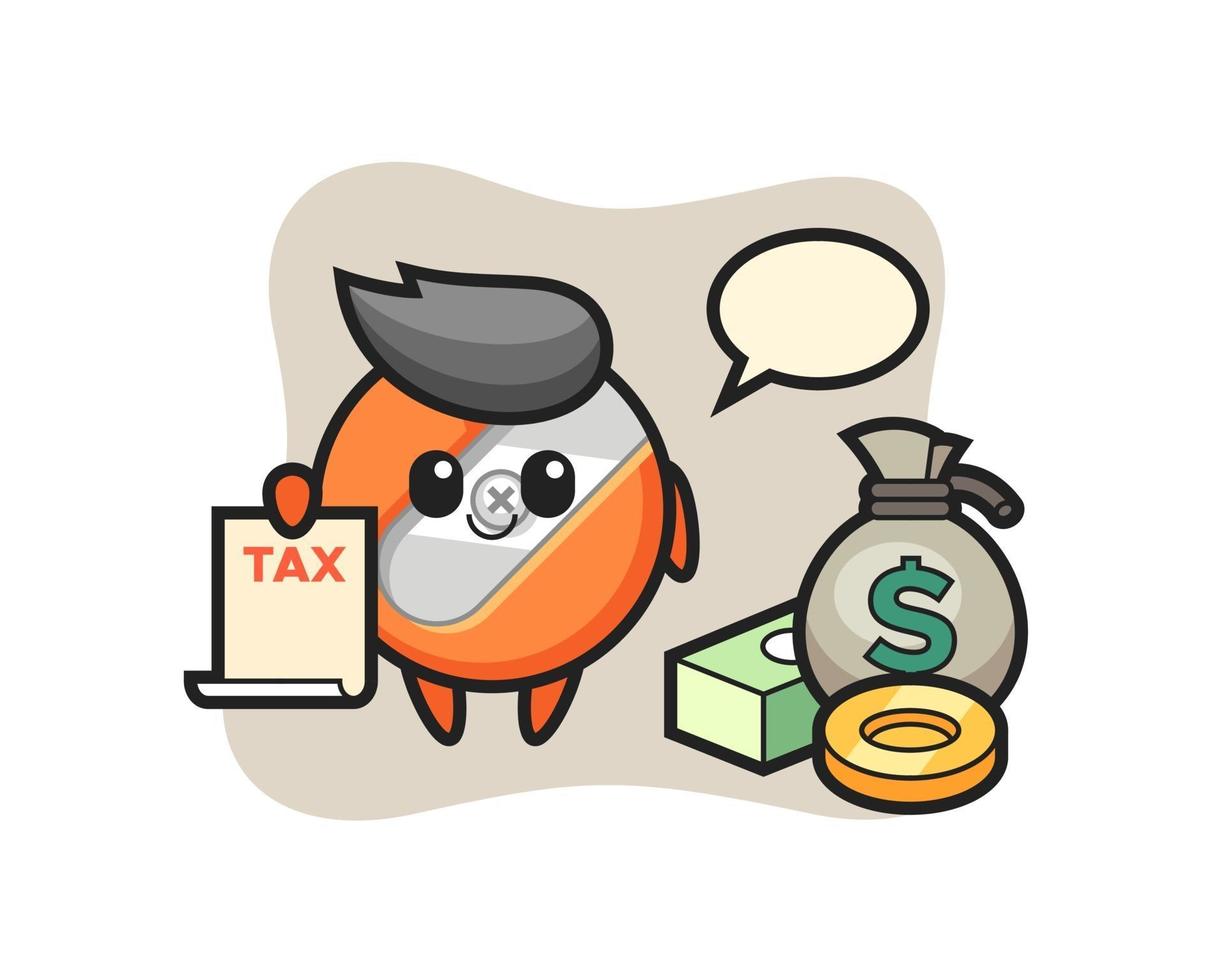 Character cartoon of pencil sharpener as a accountant vector