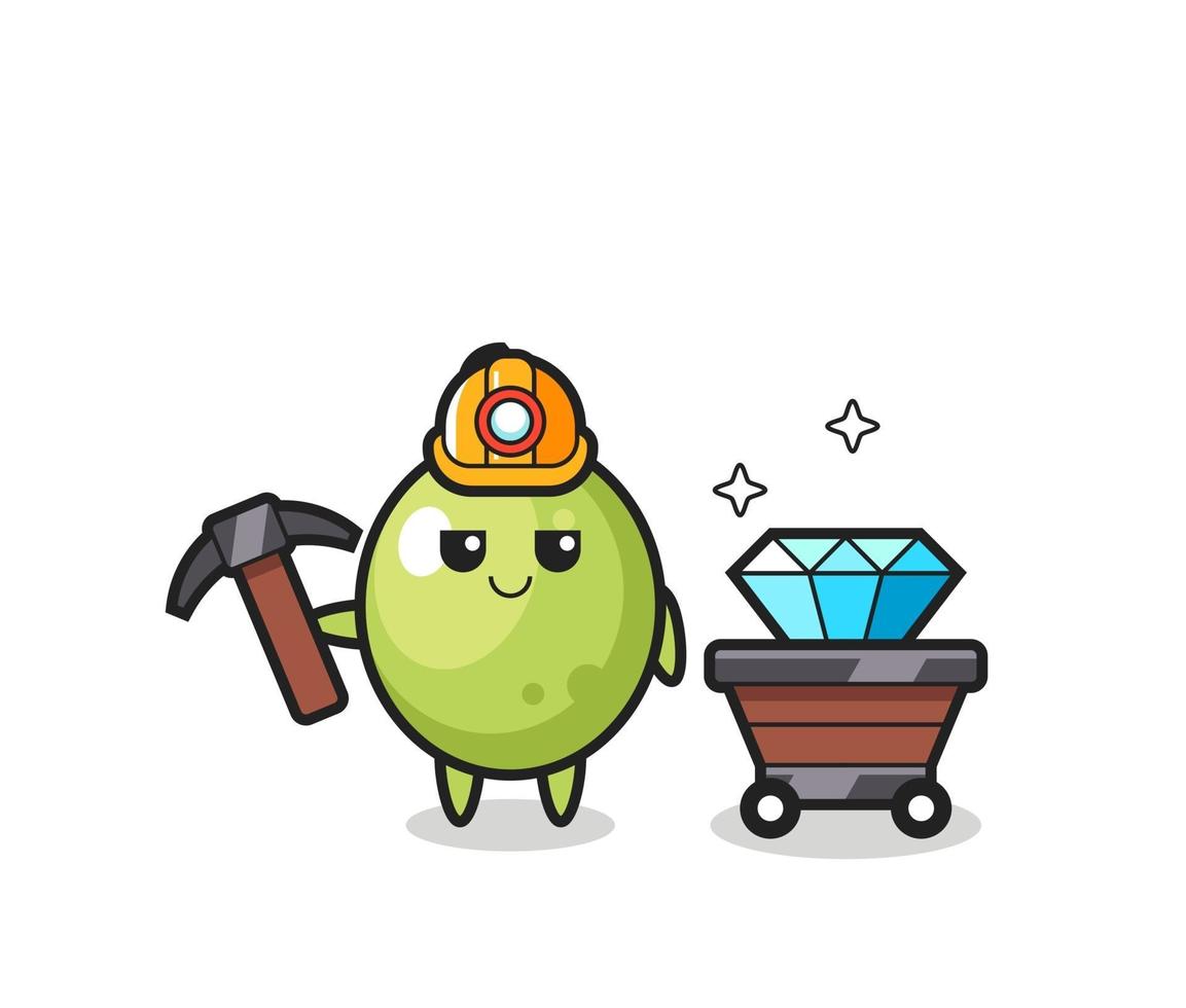 Character Illustration of olive as a miner vector