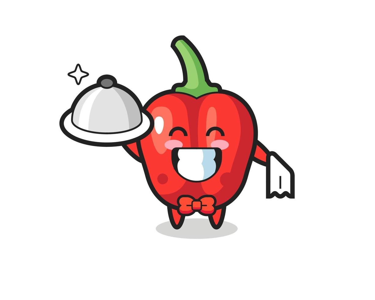 Character mascot of red bell pepper as a waiters vector