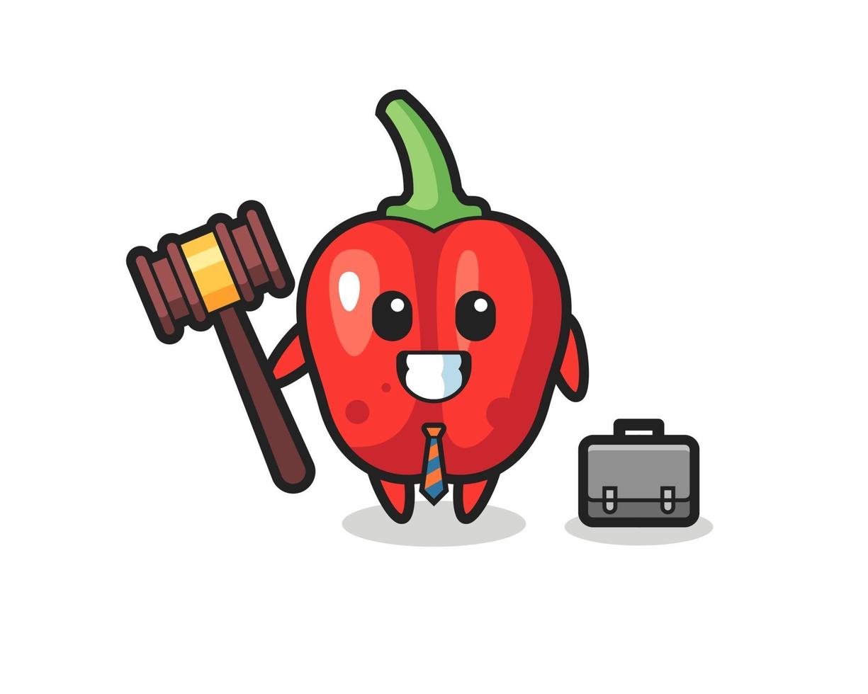 Illustration of red bell pepper mascot as a lawyer vector