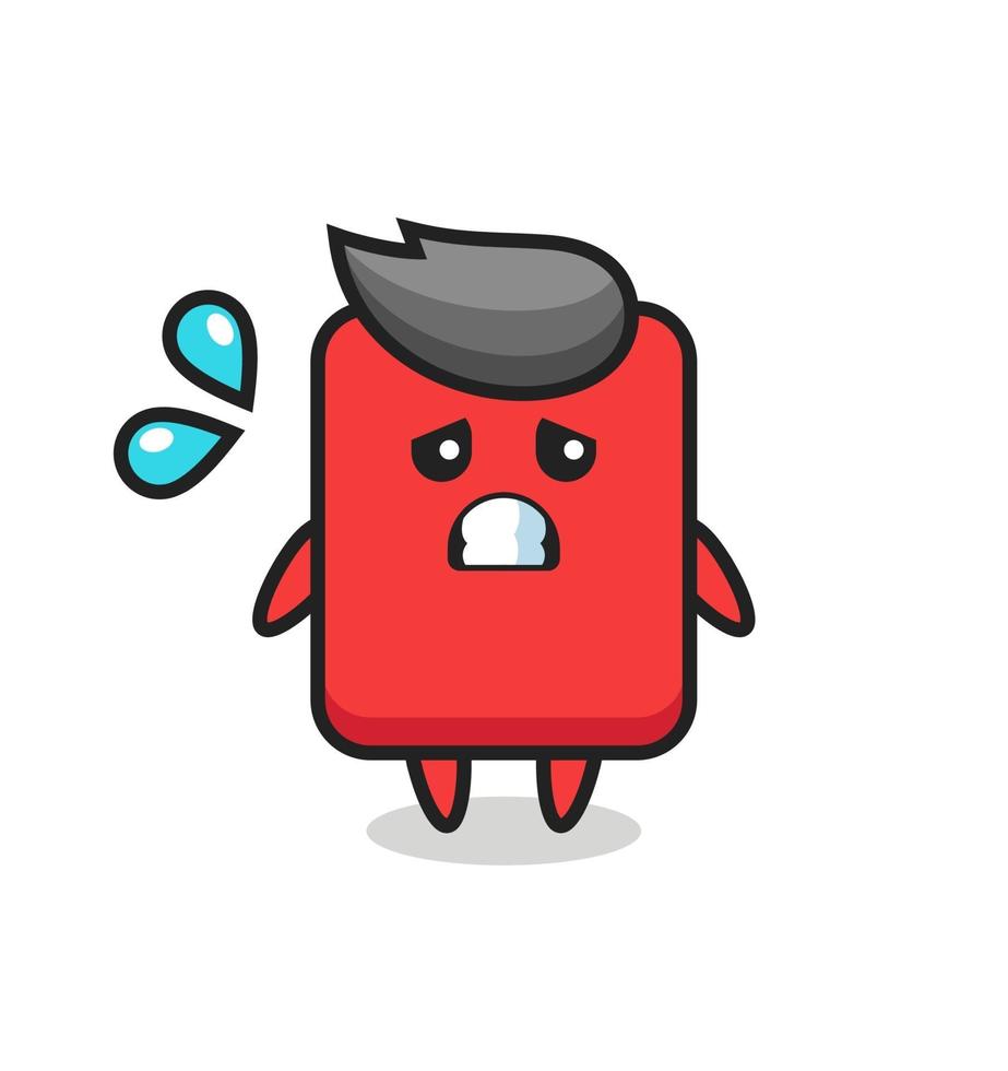 red card mascot character with afraid gesture vector