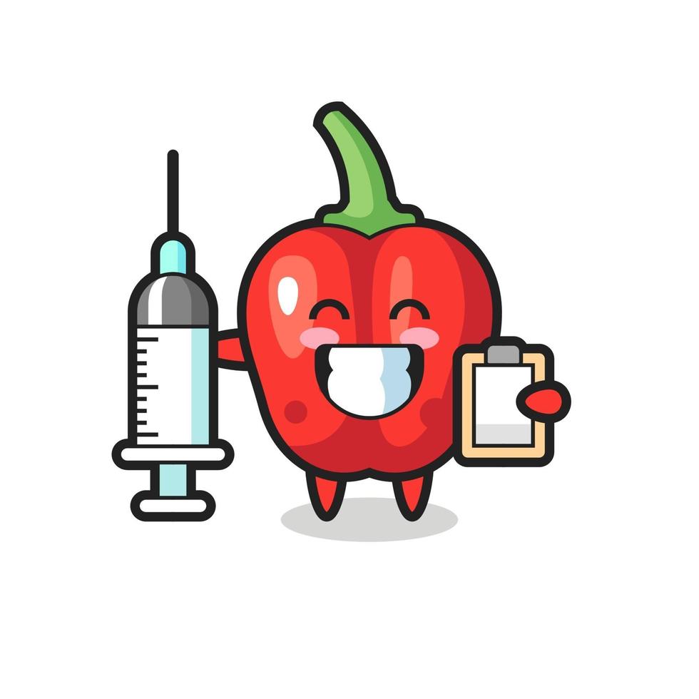 Mascot Illustration of red bell pepper as a doctor vector