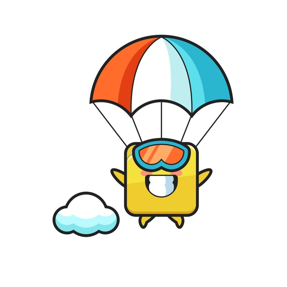 folder mascot cartoon is skydiving with happy gesture vector