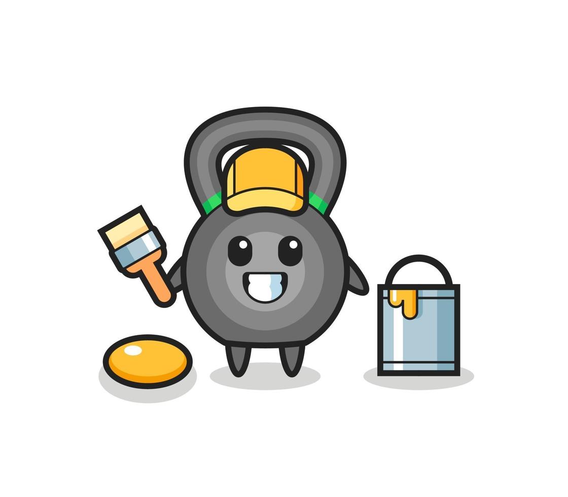 Character Illustration of kettlebell as a painter vector