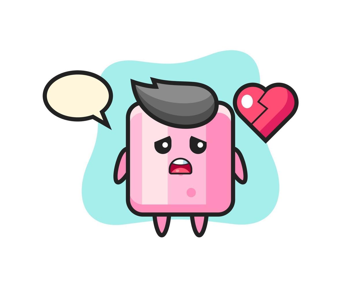 marshmallow cartoon illustration is broken heart vector