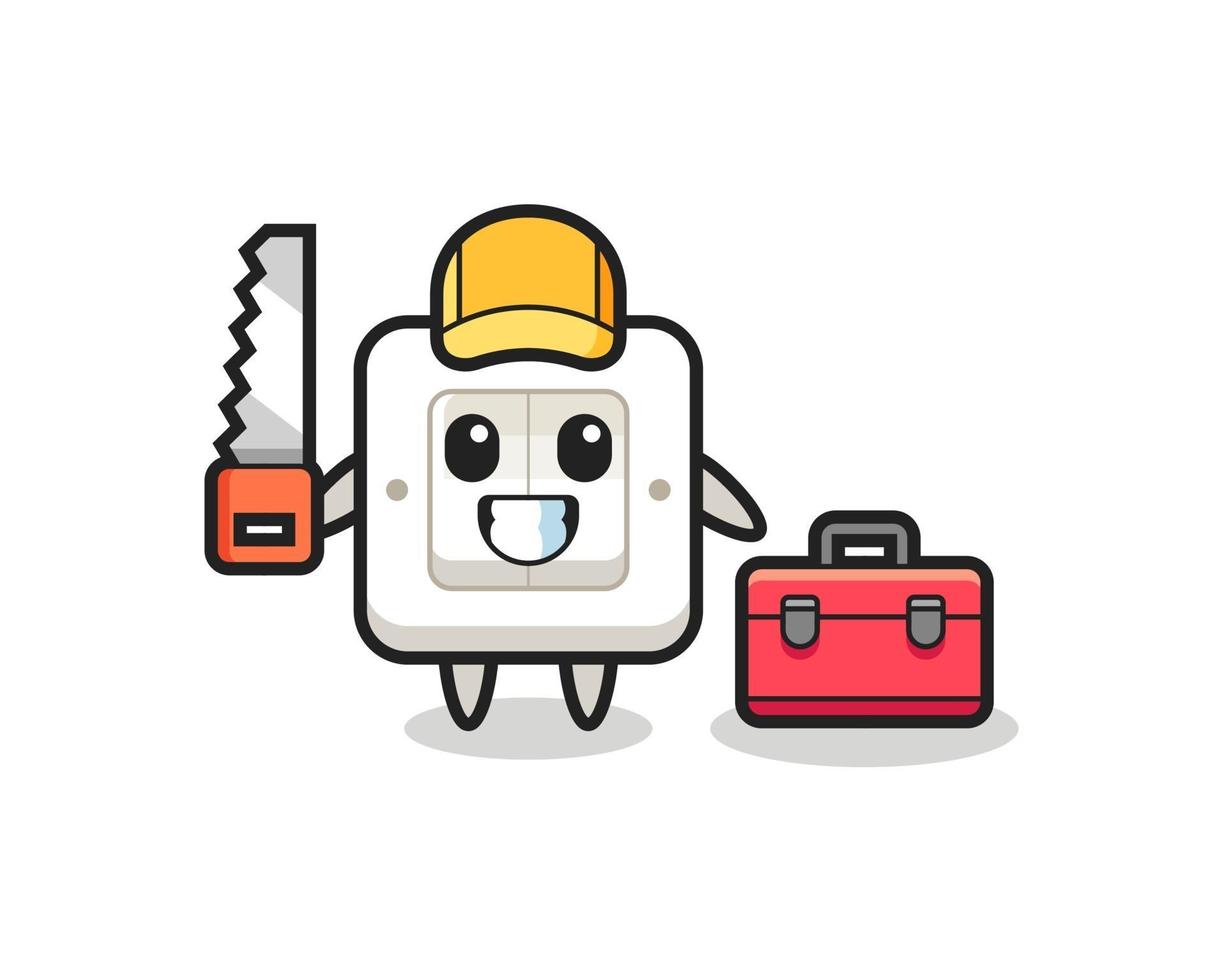 Illustration of light switch character as a woodworker vector