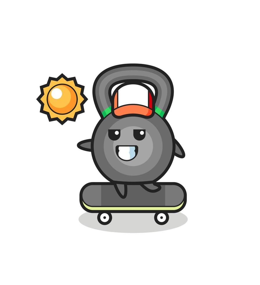 kettlebell character illustration ride a skateboard vector