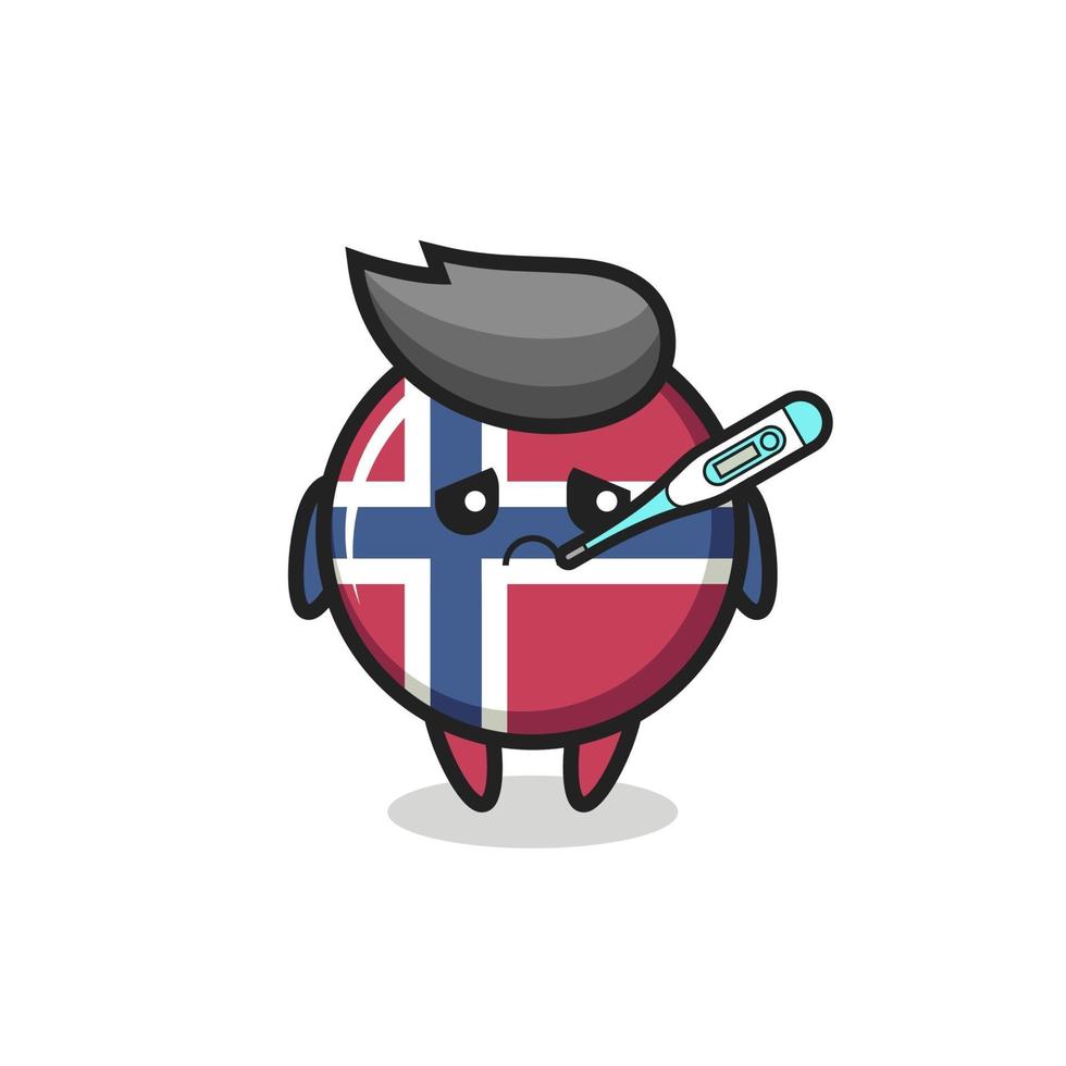norway flag badge mascot character with fever condition vector