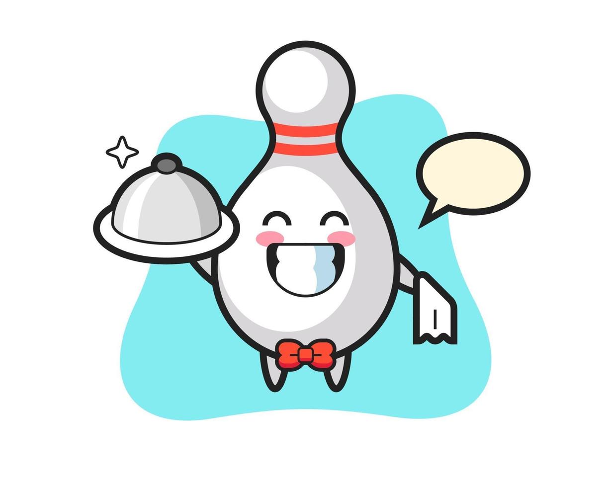 Character mascot of bowling pin as a waiters vector