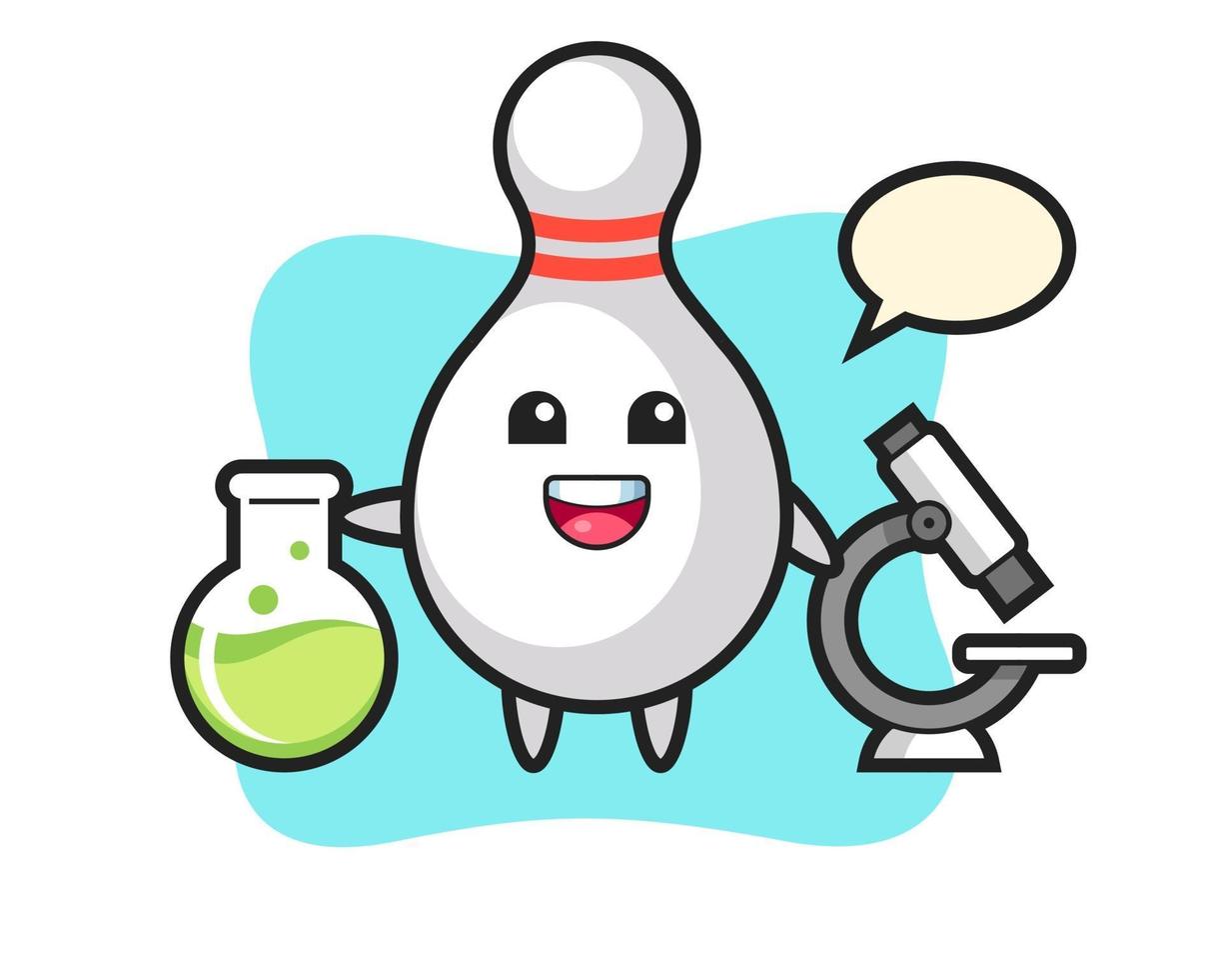 Mascot character of bowling pin as a scientist vector