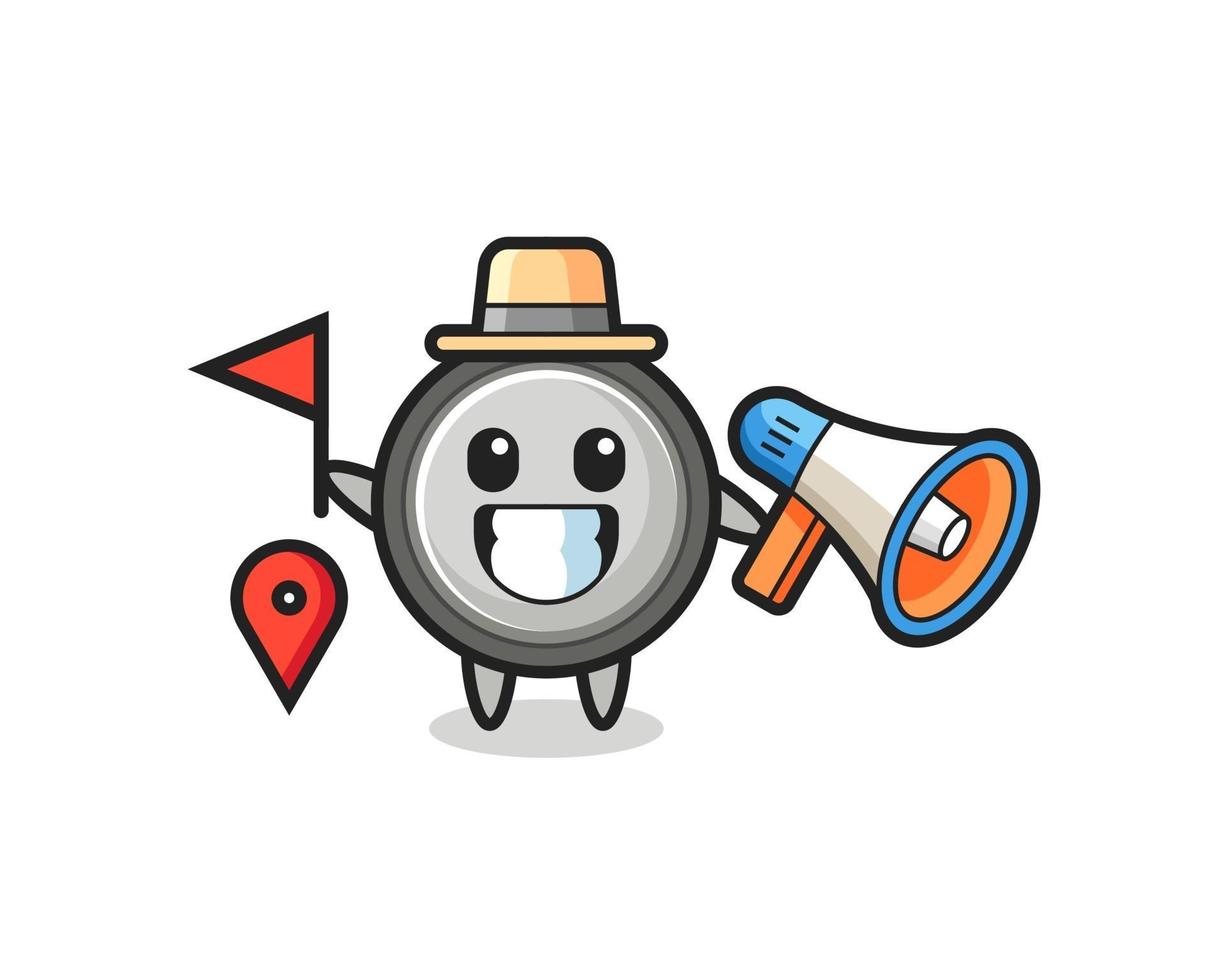 Character cartoon of button cell as a tour guide vector
