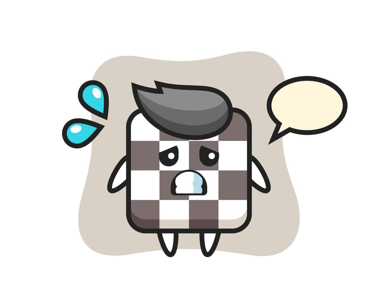 chess board mascot character with afraid gesture vector