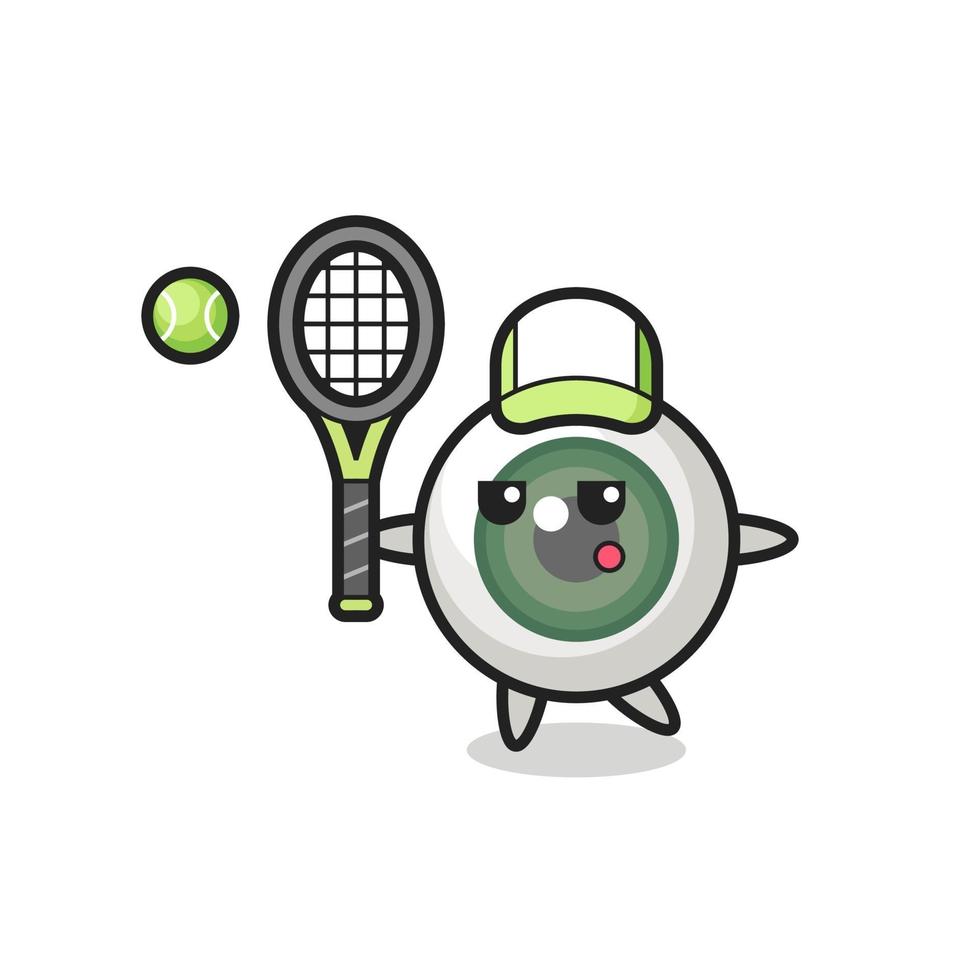 Cartoon character of eyeball as a tennis player vector