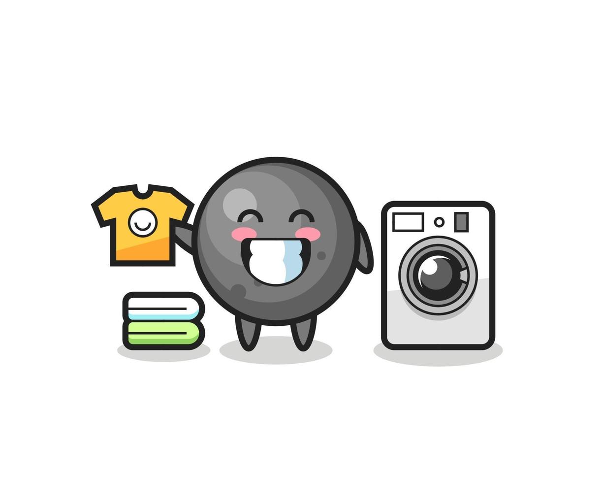 Mascot cartoon of cannon ball with washing machine vector