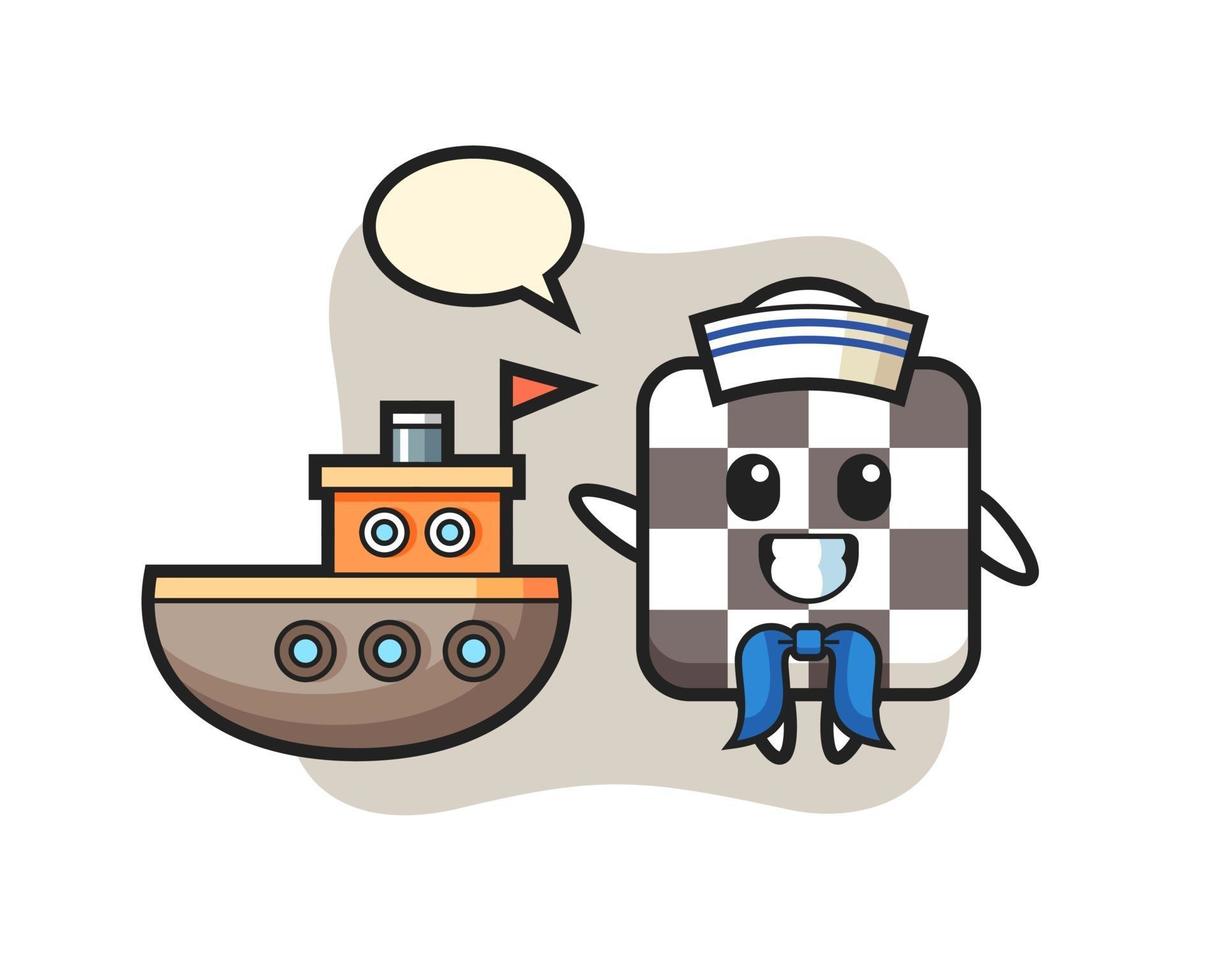 Character mascot of chess board as a sailor man vector