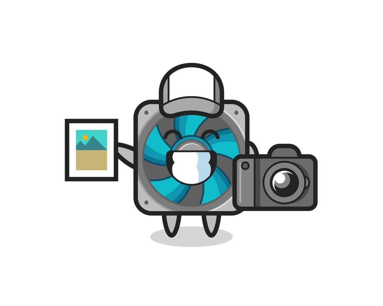 Character Illustration of computer fan as a photographer vector