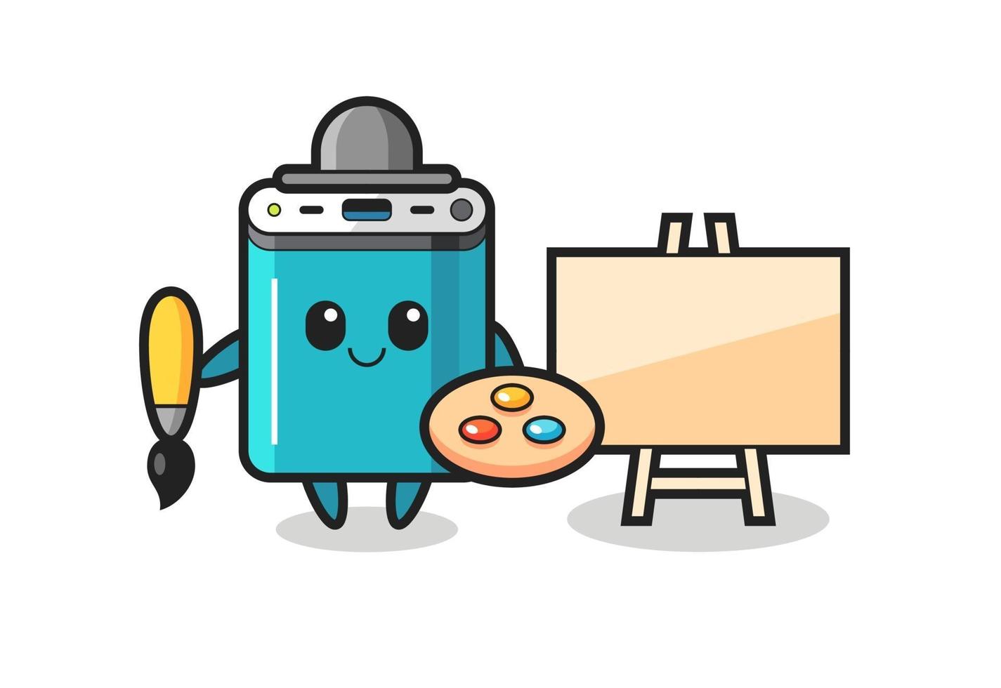 Illustration of power bank mascot as a painter vector