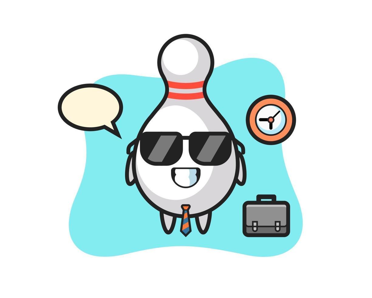 Cartoon mascot of bowling pin as a businessman vector