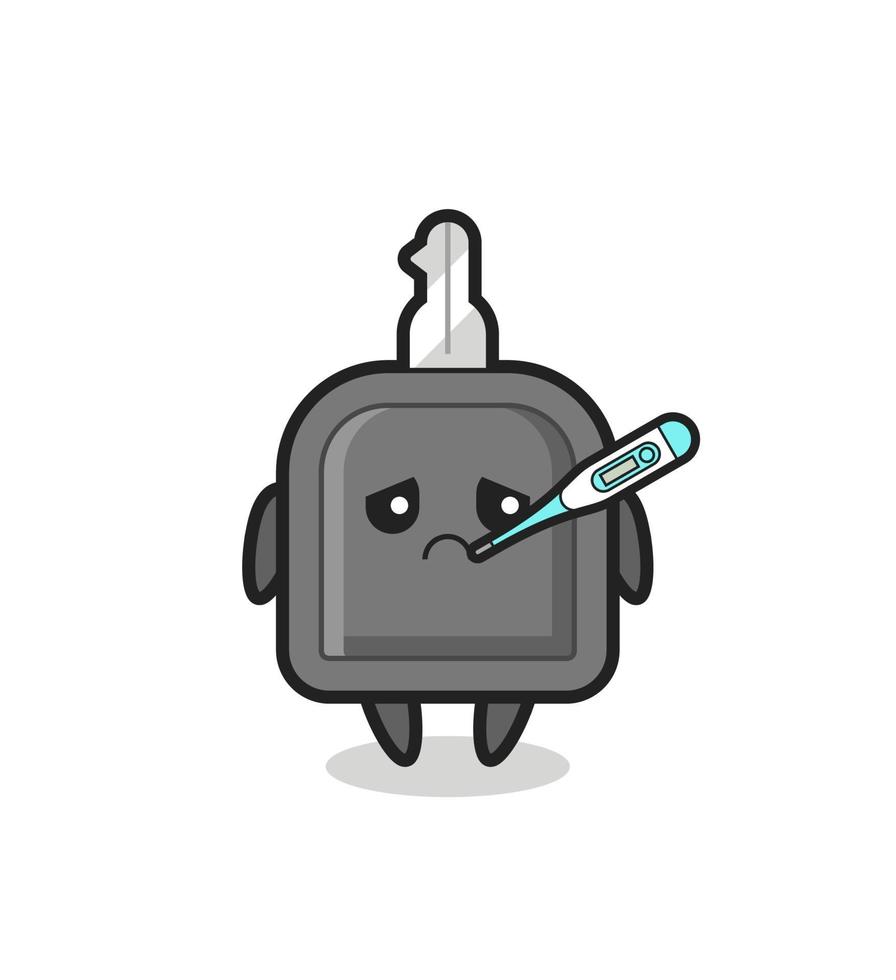 car key mascot character with fever condition vector