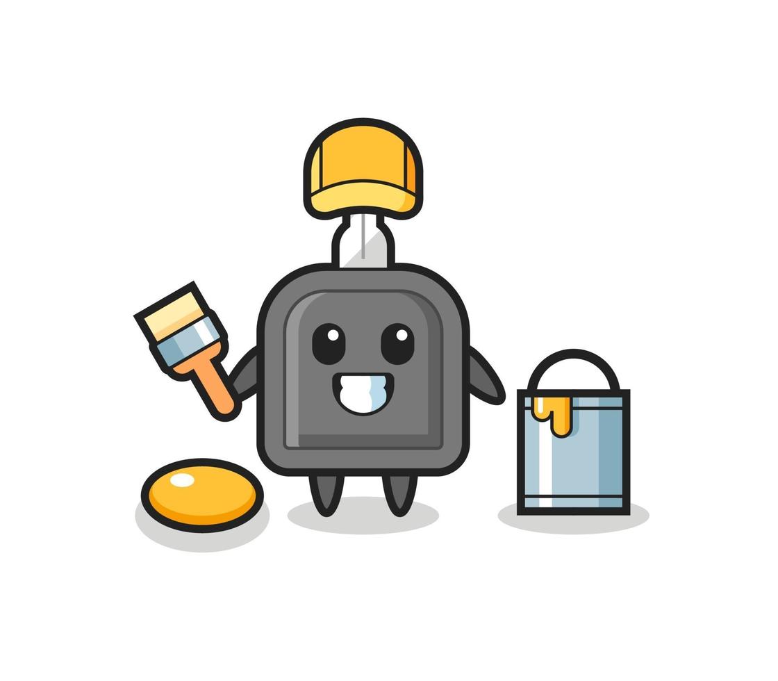 Character Illustration of car key as a painter vector