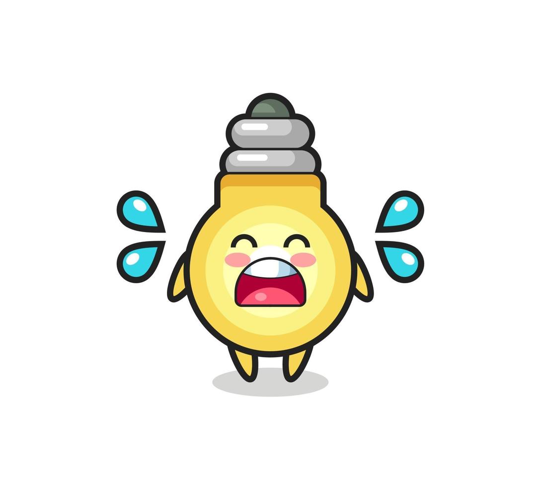 light bulb cartoon illustration with crying gesture vector